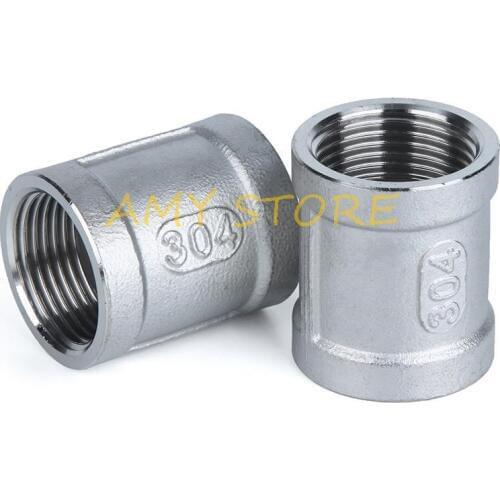 1Pc 304 Stainless Steel Female BSPP Threaded Pipe Fittings Straight Connector Nipple 1/4" 3/8" 1/2" 3/4" 1" 1-1/4" 1-1/2" 2"