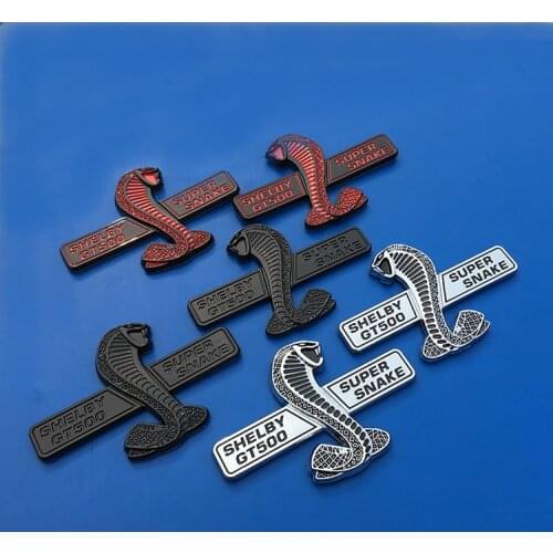 1 Pcs Metal Snake Cobra Car Front Grille Emblem Side Fender Badge Rear Trunk Car Stickers For Shelby GT500