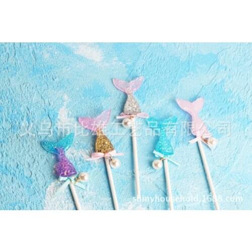 1pc Mermaid Party Decorations Birthday Cake Topper Baby Boy Girl Kids Favors Mermaid Party Theme Supplies