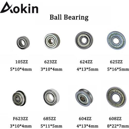 Aokin 10pcs 608ZZ Double Shielded Miniature Deep Groove Ball Bearing Steel Single Row 105ZZ 623ZZ 624ZZ 625ZZ 685ZZ F623ZZ 604ZZ