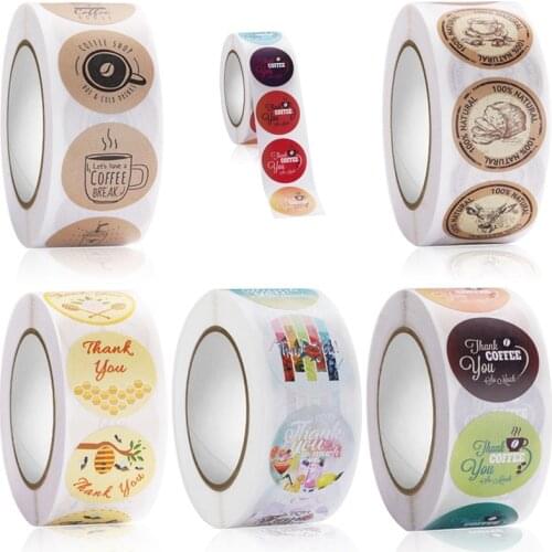 100-500pc Round Milk Tea Cup Thank You Sticker Coffee Shop Sticker Label Baking Cake Sealing Sticker Birthday Party Gift Sticker