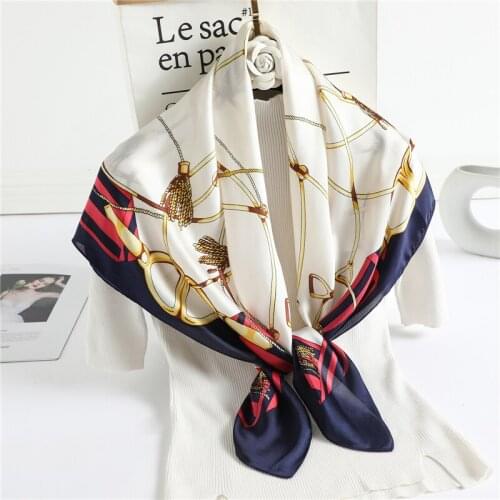 2021 New Silk Scarf Square Women Bandana Neck Shawl Fashion Wrap Large Hijab Scarves Spring Pashmina Foulard Lady Neckerchief