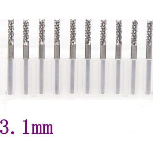 3.1mm PCB Strawberry Milling Cutter 10PCS Metal Woodworking CNC Router Power Tools Tungsten Carbide Drilling Machine Accessories