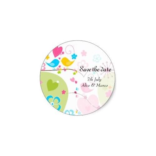 3.8cm Whimsical Garden "Save the Date" Sticker