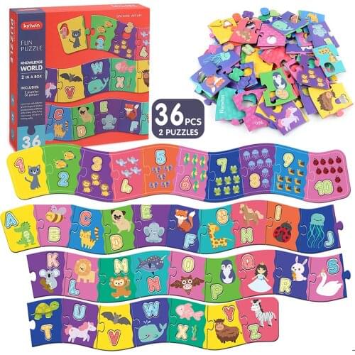 36 pcs/set Puzzle Early EducationalToys Paper Cartoon Digital English Alphabet Letters Numbers Baby Puzzle Educational Toys new