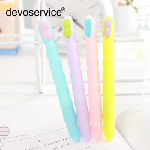 4Pcs Peas Soft Silicone Gel Pen Kawaii Candy Color Needles Full Black Neutral Handle For Children Gifts School Office Supplies