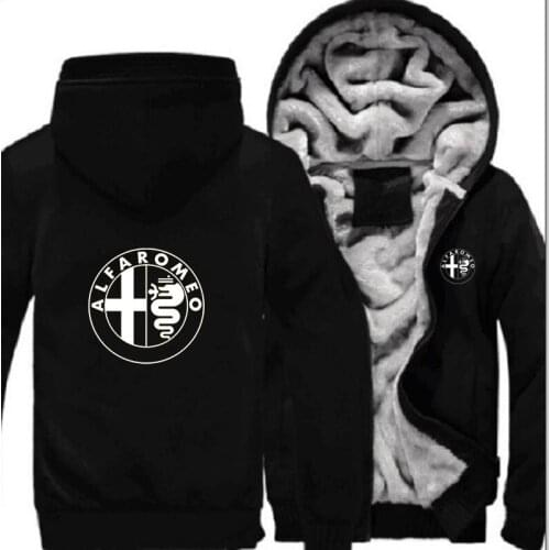 Alfa Roromeo custom Winter Fashion Casual Men Zipper Fleece Print Sweatshirt Hoodies Mens Jacket Hoodie men Sweatshirts for men