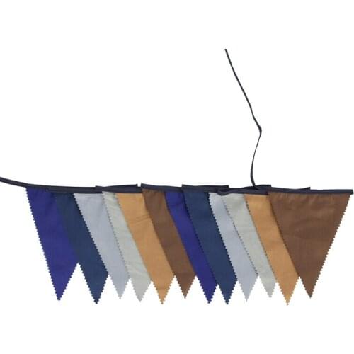 3.2m 12 Flags Single Layer Coffee Night Blue Cotton Banner Pennant Garland Kids Baby Birthday Bunting Wedding Party Decoration