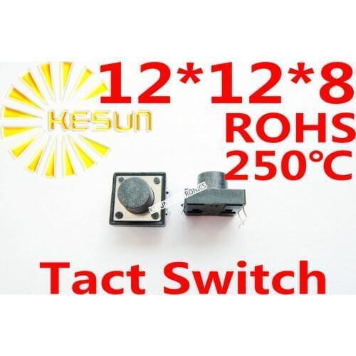 FREE SHIPPING 100PCS DIP 12X12X8MM Tactile Tact Push Button Micro Switch Momentary ROHS