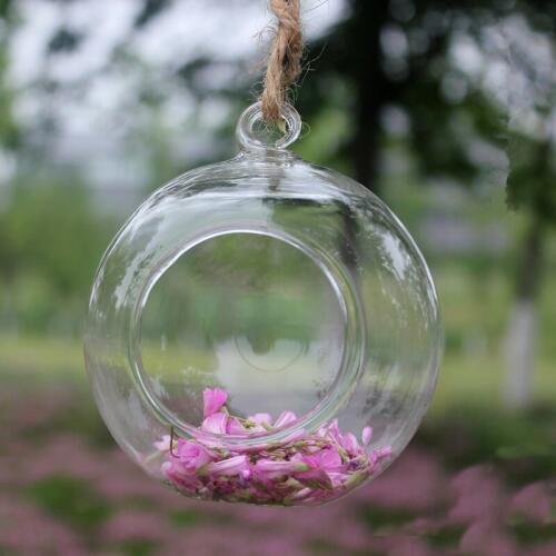 Diameter=8cm Small Size Transparent Glass Terrarium Vase Home Decoration Globe Shaped Hanging Wedding Prop