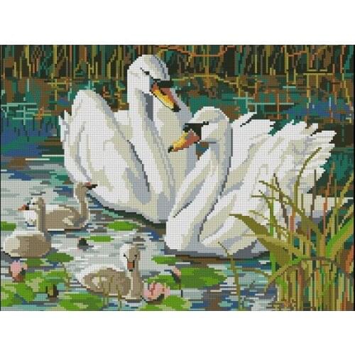 FREE delivery hot selling Top Quality cross stitch kit swan family swans in lake