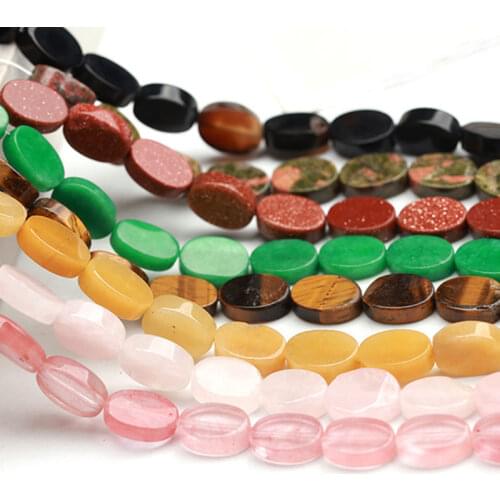 Natural Stone 10x14mm Oval Flat Loose Spacer Beads For Jewelry Making 15" Strand DIY Accessorries Bead For Bracelet Aventurine