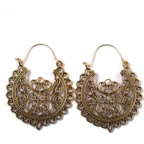 European and American famous retro-exaggerated Bohemian metal alloy carved Earrings ins jewelry