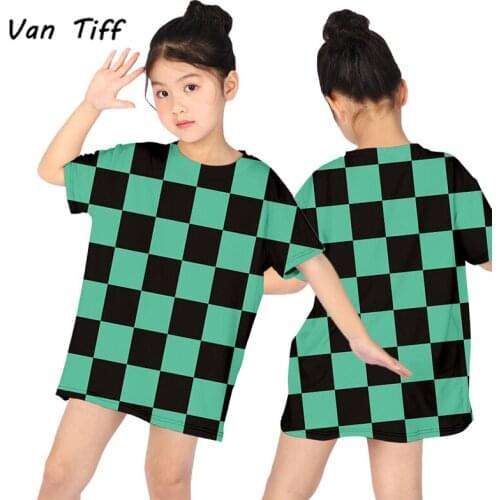 Anime Demon Slayer: Kimetsu no Yaiba Cosplay T-shirt Kids Girls Costume T-shirts Short Sleeve Tshirts Tees Top Children Summer