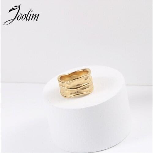 Joolim High End 18K Gold PVD Irregular Entry Lux Rings for Women Stainless Steel Jewelry Wholesale