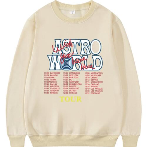 Travis Scott astroworld tour mens and womens 1:1 letter printed round neck sweater hip hop Street dress Kanye West astroworld