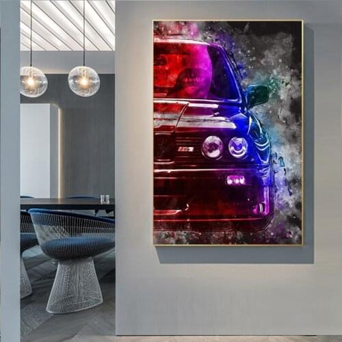 Canvas Poster Blue Red Black Cars Wall Art Prints Modular Picture Fog Cool Painting Gift Home Decoration for Living Room Decor