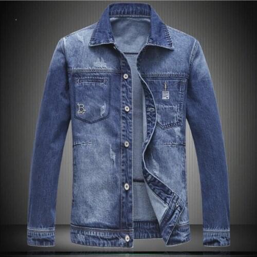 2020 New Arrival Denim Man Jean Outerwear Casual Turn-down Collar Men Jackets and Coats 4XL 5XL 6XL BLUE 7112