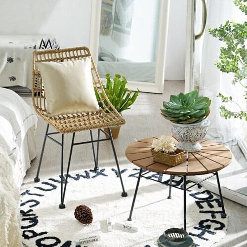 Nordic Rattan Dining Chairs High Bar Chairs Lounge Chair Bedroom Decoration Single Back Chair Woven Rattan Balcony Outdoor Chair