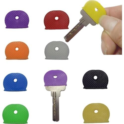 2019 New Fashion 8 pcs Rubber Key Caps Half Round Multicolor Soft Key Locks Keys Cap Key Covers Topper Keyring 8 colors