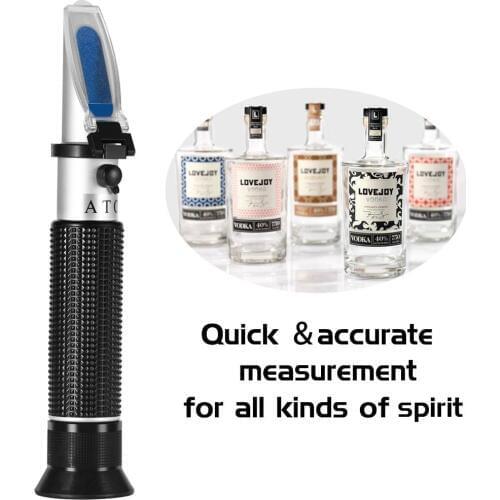 Newest Portable Hand Held 0-80% Alcohol Refractometer Atc Spirits Tester Alcoholo Meter With Automatic Temperature Compensation
