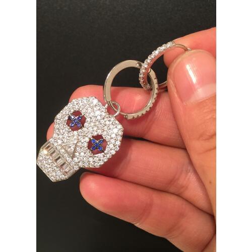 New Rock Style Skeleton Crystal Earrings Micro-inlaid Zircon Super Halloween Earrings Asymmetrical Earrings for Girl