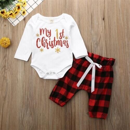 Pudcoco New Fashion Christmas Baby Boy Girl Newborn Xmas Long Sleeve Clothes Set Romper Pants Outfit