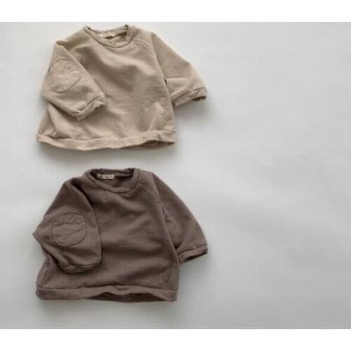 2021 Japanese and Korean Autumn and Winter Male and Female Baby Patch Modal Long Sleeve Loose T-shirt Sweater Pullover