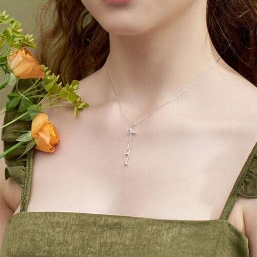 New Style Lady Crystal Round Pendant Necklace Female Jewelry Women Charm 925 Silver Necklace For Girls Christmas Accessories Hot