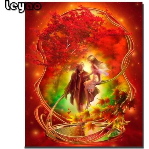 Full Square Diamond Painting 5D DIY Anime Lover Diamond Embroidery Mosaic Couple Decorations Home Art Lovers under the mangrove