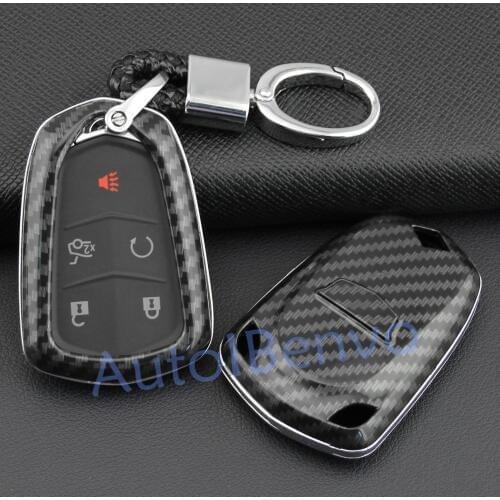 Durable Carbon Fiber Car Key Protect Shell For Cadillac ATS CT6 CTS XTS ATS-V CTS-V XT4 XT5 Escalade Keychain Cover Accessories
