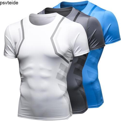 Psvteide Rashgard Male Gym Shirt Running Sport Shirt Men Slim fit Fitness T Shirt camisa esporte Compression Top Men 3D Printed
