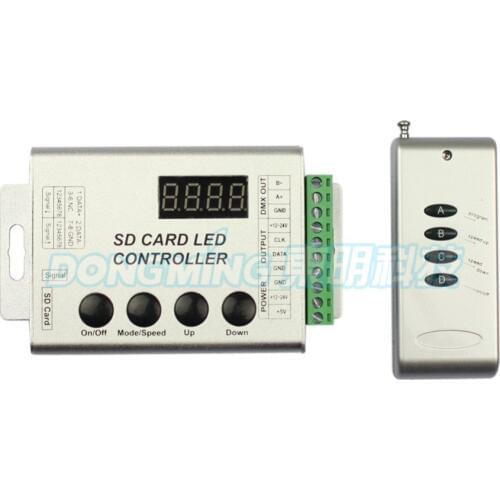 Free Shipping remote with led SD card controller aluminum shell for LPD8806,WS2801,WS2811,WS2812B,UCS1903,UCS6803,DMX512