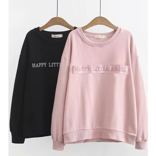 Plus Size Pullover Sweatshirts Women 2021 Spring Autumn Casual Loose O-Neck Sweatshirt Woman Letter Embroidery Sweatshirt Tops