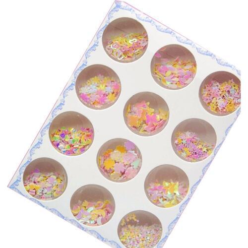 Pink Yellow Mixed DIY Nail Art Charms Sequins Love Nail Glitter Paillette Flakes Decoration Eyeshadow Eyes Makeup Accessories
