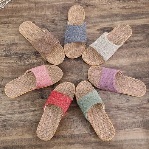 Women Men Hemp Slippers Fashion Casual Slip On Linen Indoor Flip Flop Home Slippers Beach Shoes Oudoor Female Sandals Drop ship