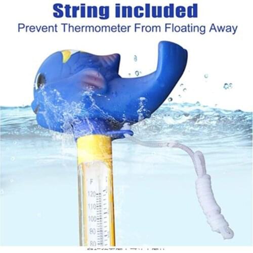 Blue PP Cartoon Swimming Pool Thermometer Cartoon Style Outdoor Swimming Pool/Indoor Water Measuring Tool With Animal Floating