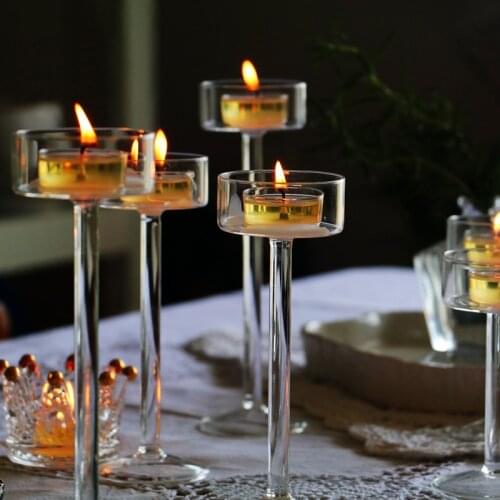 3 piece Glass Candle Holder For Wedding Decorations Candlestick Rustic Candelabros Vintage Candle Stand Candle Holders Glass