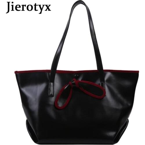 JIEROTYX Fashion Bow-knot Women Handbag Large Capacity Bag High Quality PU Leather Shoulder Bags Ladies Wild Bags Sac A Main