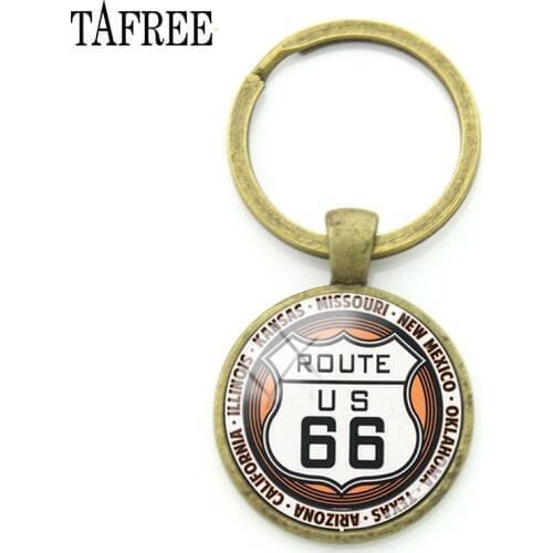TAFREE USA Route 66 Route Signs Keychains Fashion Trendy Key Chains Keyrings Metal Pendant For Car Keys Best Friend Jewelry UR08