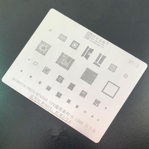 For Redmi 2/2A Note BGA Stencil MSM8916/8928 MT6592 CPU Reballing IC Solder Heat Template Tin Plant Steel Net 0.12mm Thickness
