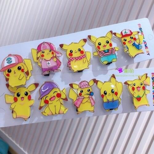 Pokemon Pikachu Hair Clips Cartoon Anime Character Cute Style Children Hair Accessories Bangs Clip Baby Girl Bows Birthday Gift