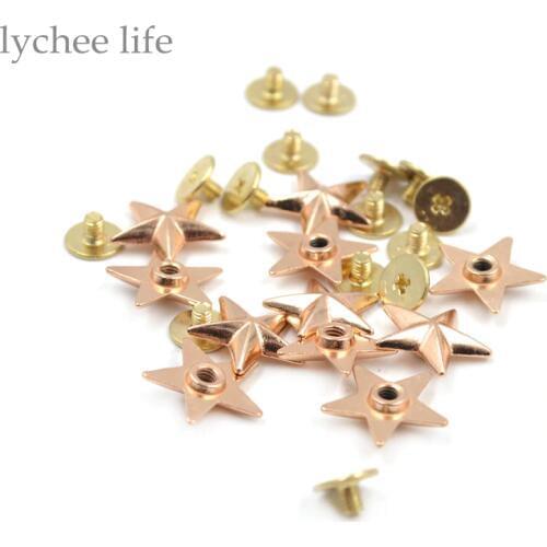10pcs/Lot Star Screw Studs Rivet Nail Leather Screw Rivet for Leathercraft Shoes Bag Belt Garment Accessories