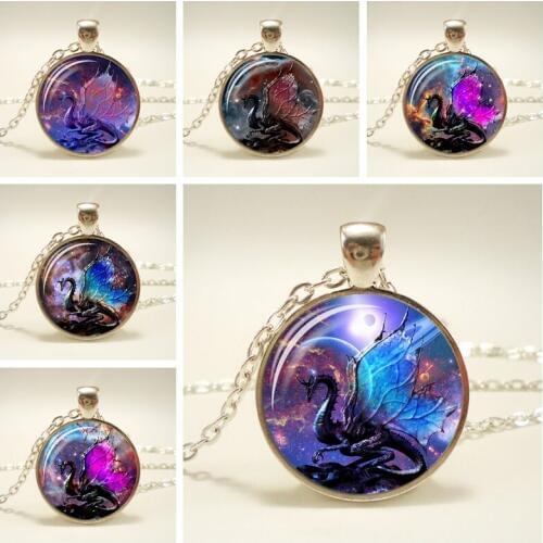 2018 Dragon Necklace Glass Dome Handmade Long Section of Art Jewelry Necklace Charm Dragon Fantasy Jewelry