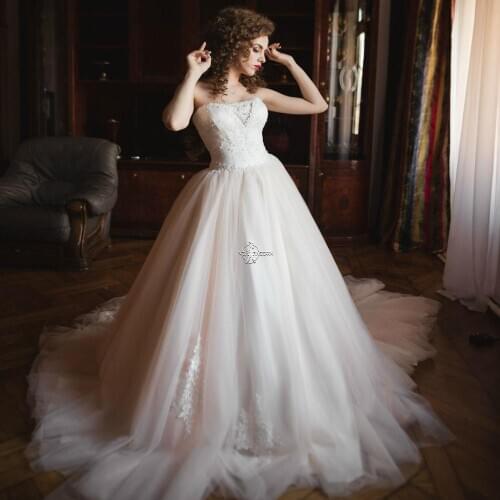 2019 Vintage Wedding-Dresses White Ivory Beautiful Lace Tulle Skirt Vestido De Noiva Court Train