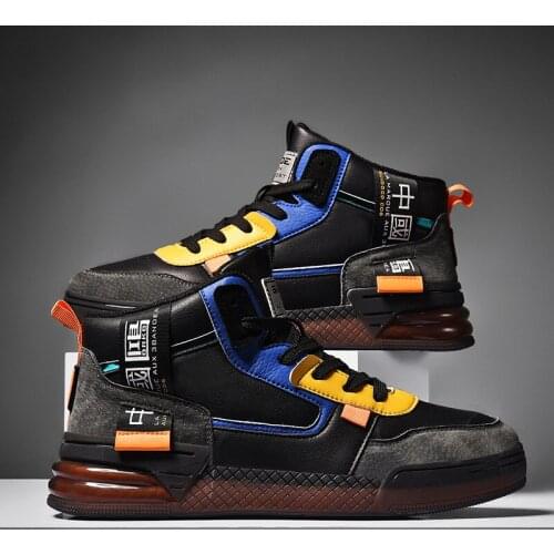 2021 fashion trend mens new outdoor casual basketball shoes high help boots anti-slip wear super slim high help mens shoes