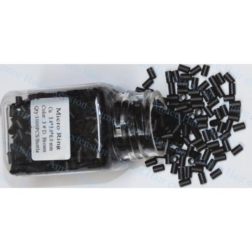 3.4*3.0*6.0mm 3#Dark brown1000pcs/lot copper flared ring easily locks/copper tube micro link/ring /bead for i tip hair extension