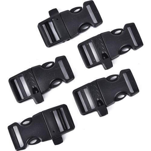5Pcs Emergency rope Contoured Survival Whistle Buckles Plastic Curved Side Release Buckles For rope Bracelet/ Backpack