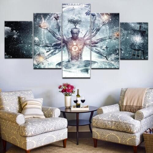 5pcs HD Canvas Canvas Painting Ten hand bergamot art group home decoration wall poster modular picture