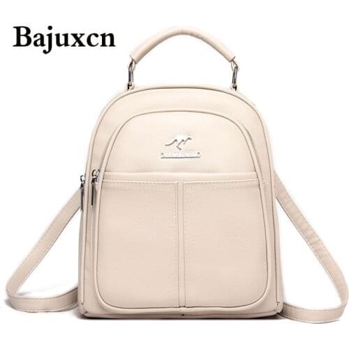 Brand luxury backpack 2021 new PU leather waterproof bag college style young student bag white famous designer design
